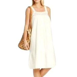 Universal Thread Crocheted Trim Tiered Skirt Midi Dress 100% White Cotton Size M
